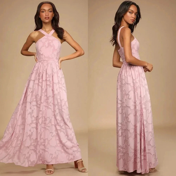 Lulus Love and Beyond Mauve Pink Burnout Floral Maxi Dress Wedding Party Prom - Picture 1 of 9